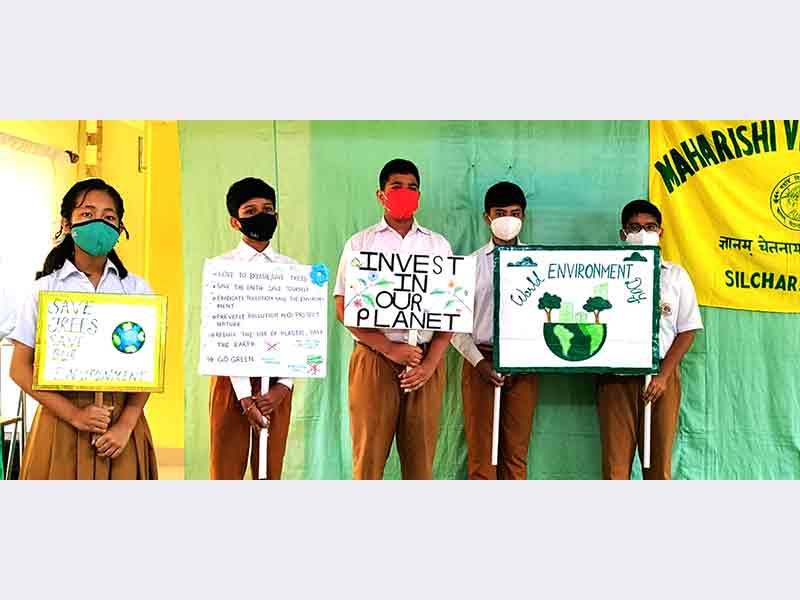 MVM Silchar: World Environment Day celebrated at Maharishi Vidya Mandir Silchar with lots of enthusiasm. Students planted saplings and drawn posters.
