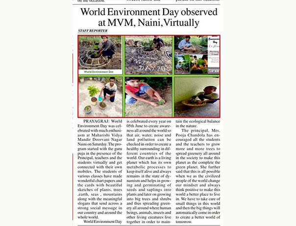 MVM Naini Prayagraj: World Environment Day observed virtually at Maharishi Vidya Mandir Naini.